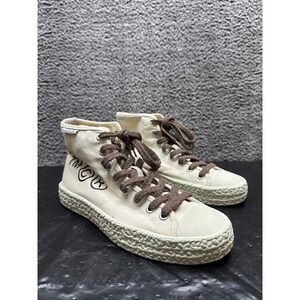 Acne Studios Ballow Printed‎ Cotton-Canvas High-Top Sneakers Beige Size 42